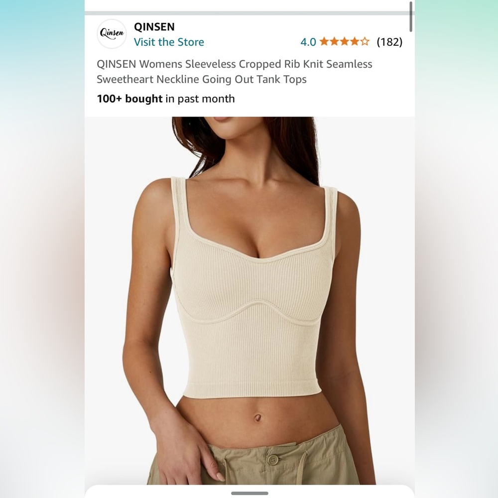 Crop rib sweetheart neckline tank top